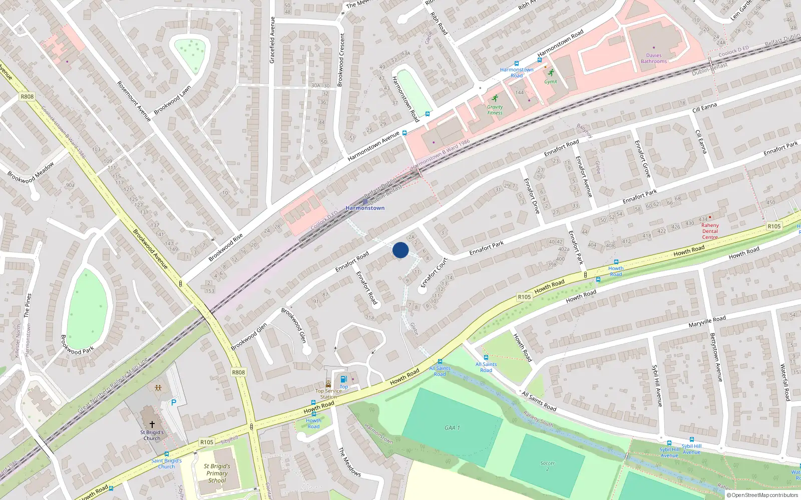 Overhead map showing the location of 47 Ennafort Road, Dublin 5