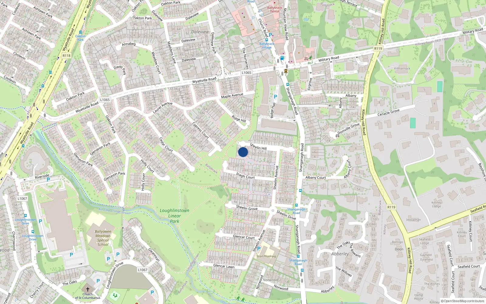 Overhead map showing the location of 47 Ennel Court, Dublin