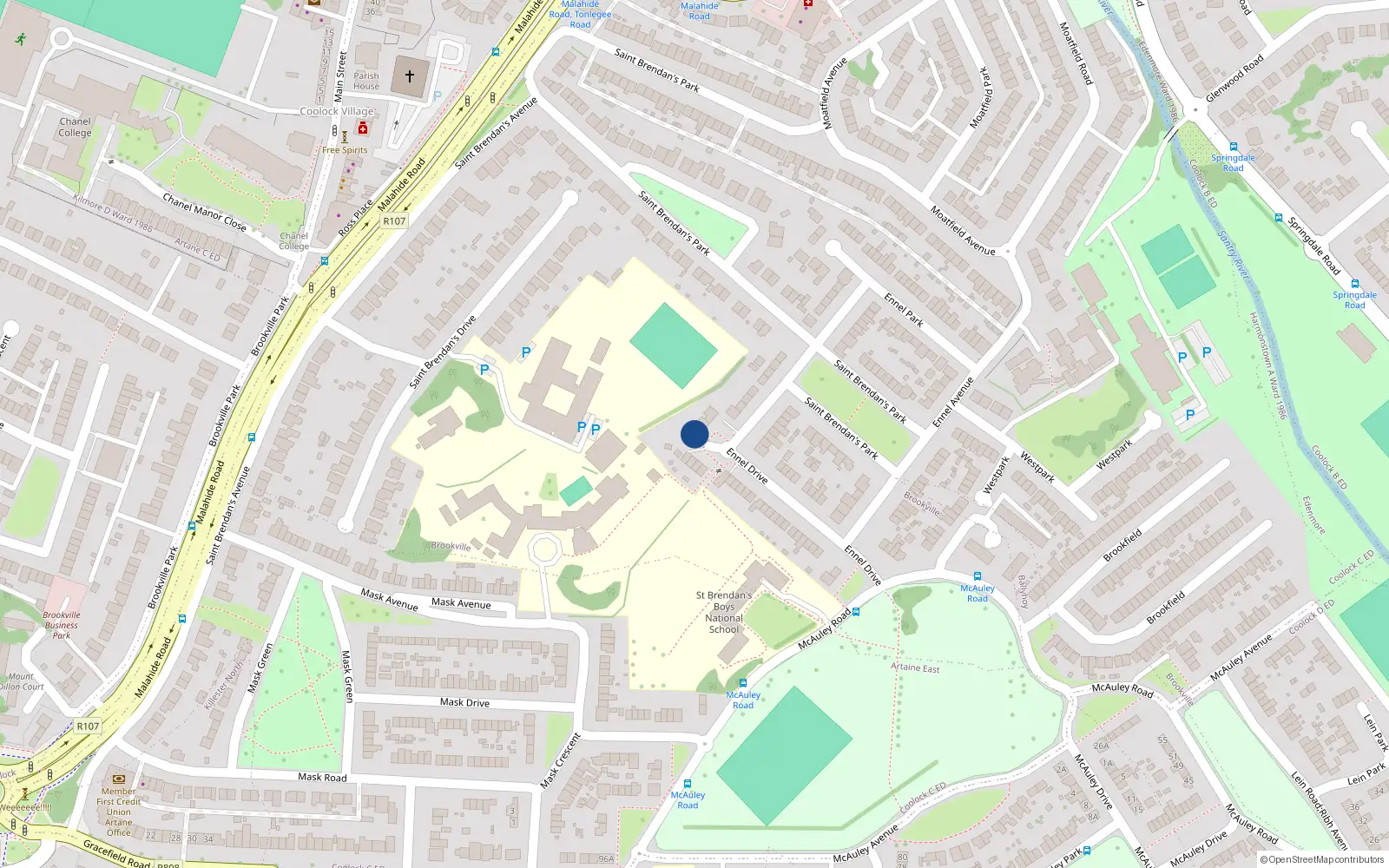 Overhead map showing the location of 47 Ennel Drive, Artane, Dublin 5