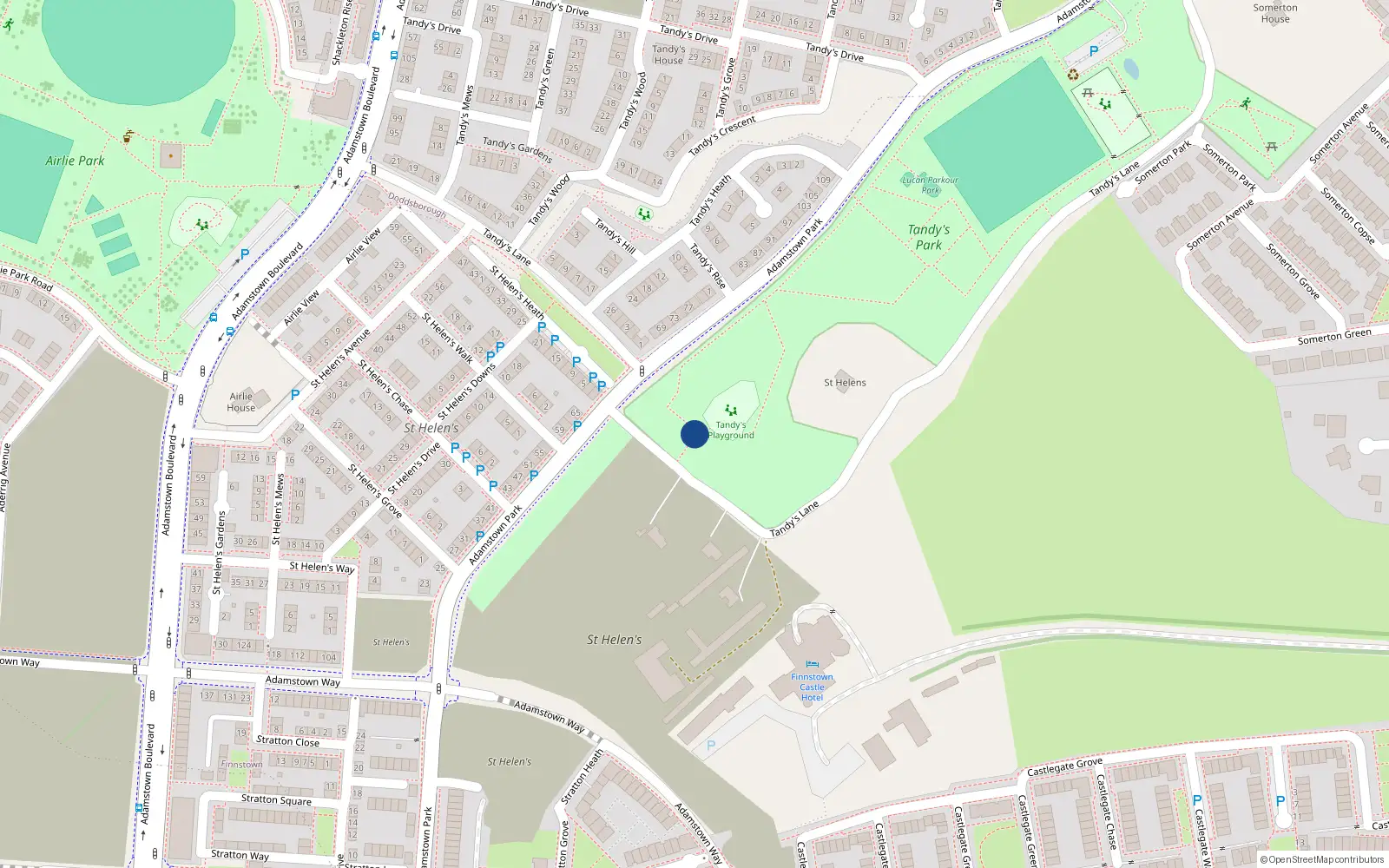 Overhead map showing the location of 47 Hansteed Way, Finnstown, Lucan