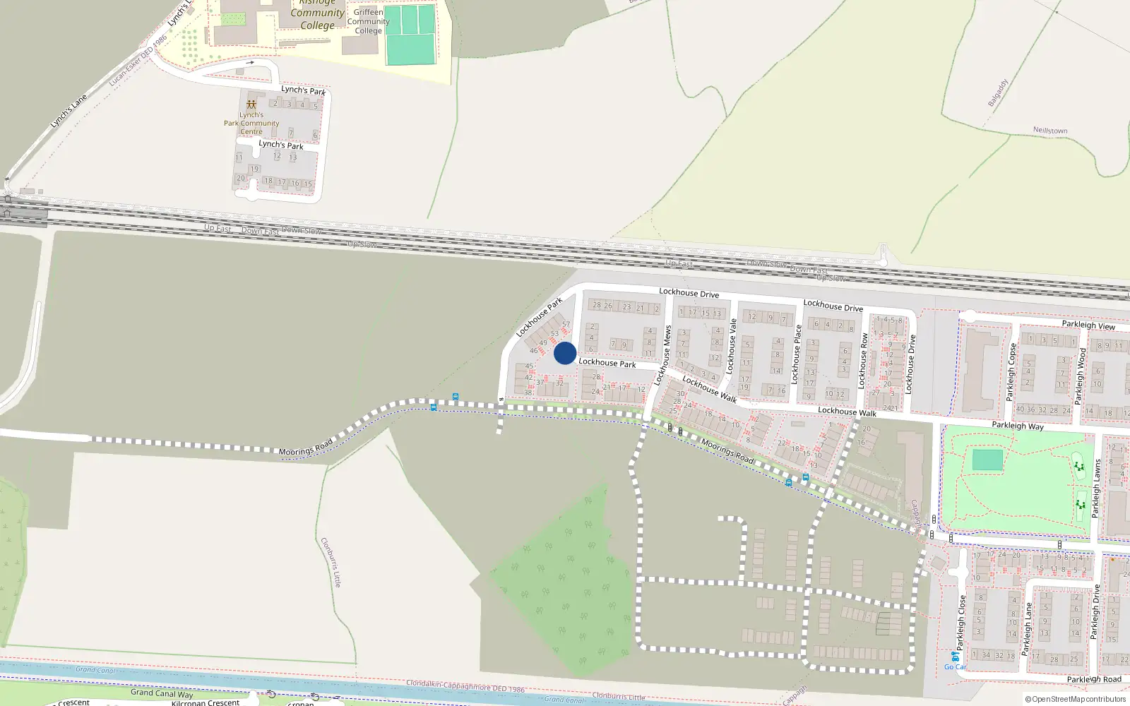 Overhead map showing the location of 47 Lockhouse Park, Clonburris Little