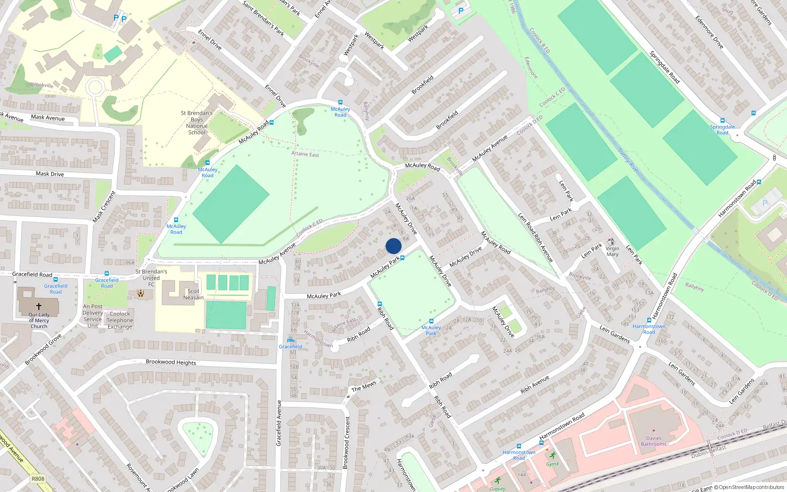 Overhead map showing the location of 47 McAuley Park, Dublin 5