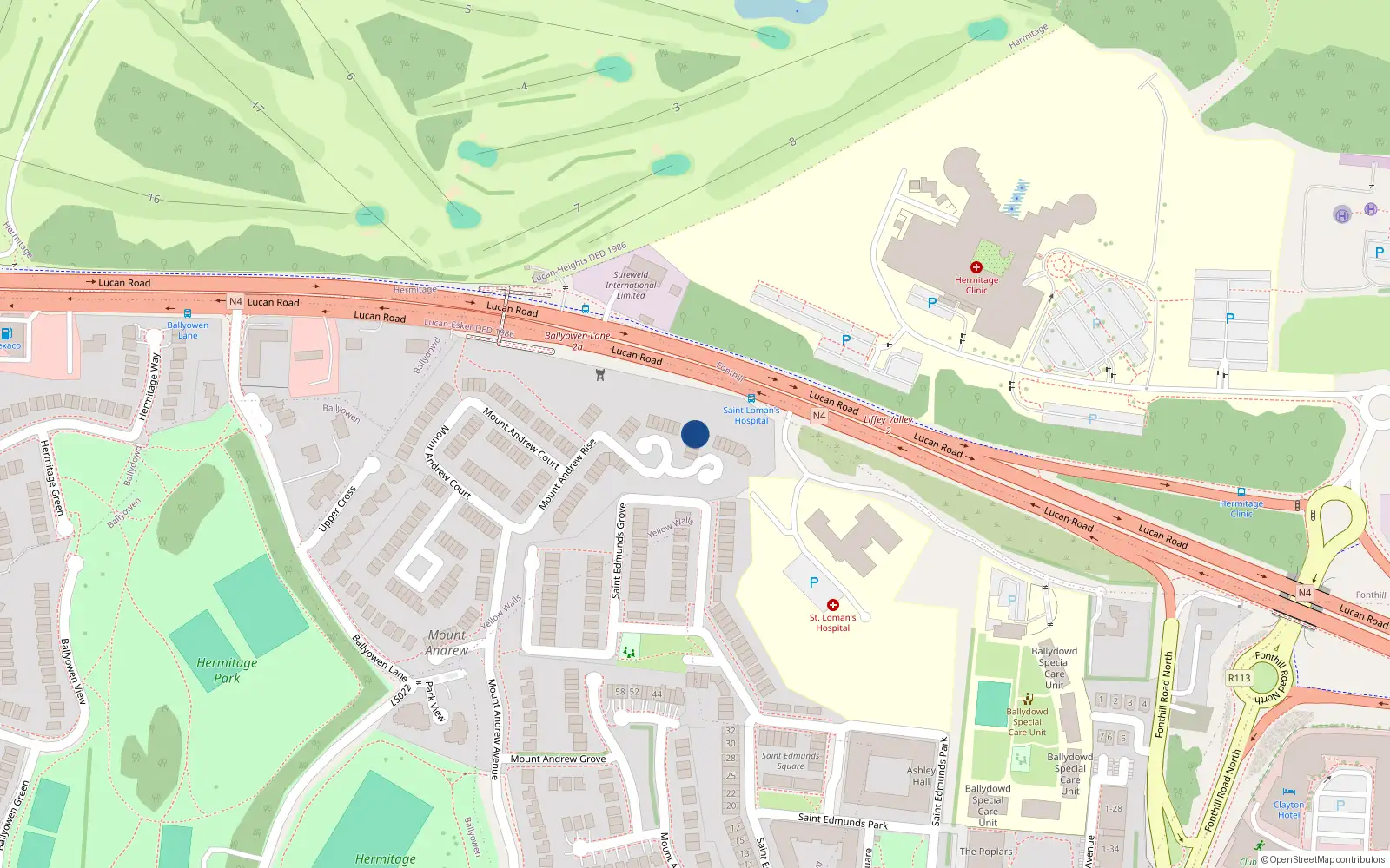 Overhead map showing the location of 47 Mount Andrew Rise, Lucan, Dublin