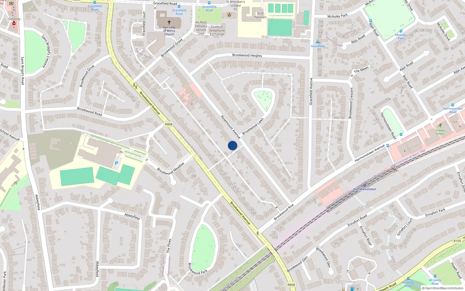 Overhead map showing the location of 47 Rosemount Avenue, Artane, Dublin 5