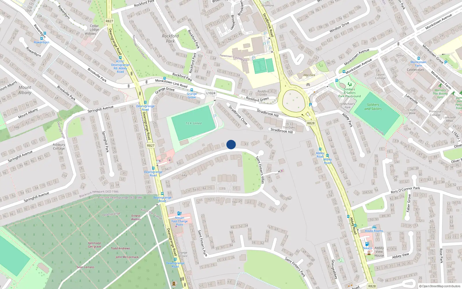 Overhead map showing the location of 47 St Fintans Villas, Deans Grange, Blackrock