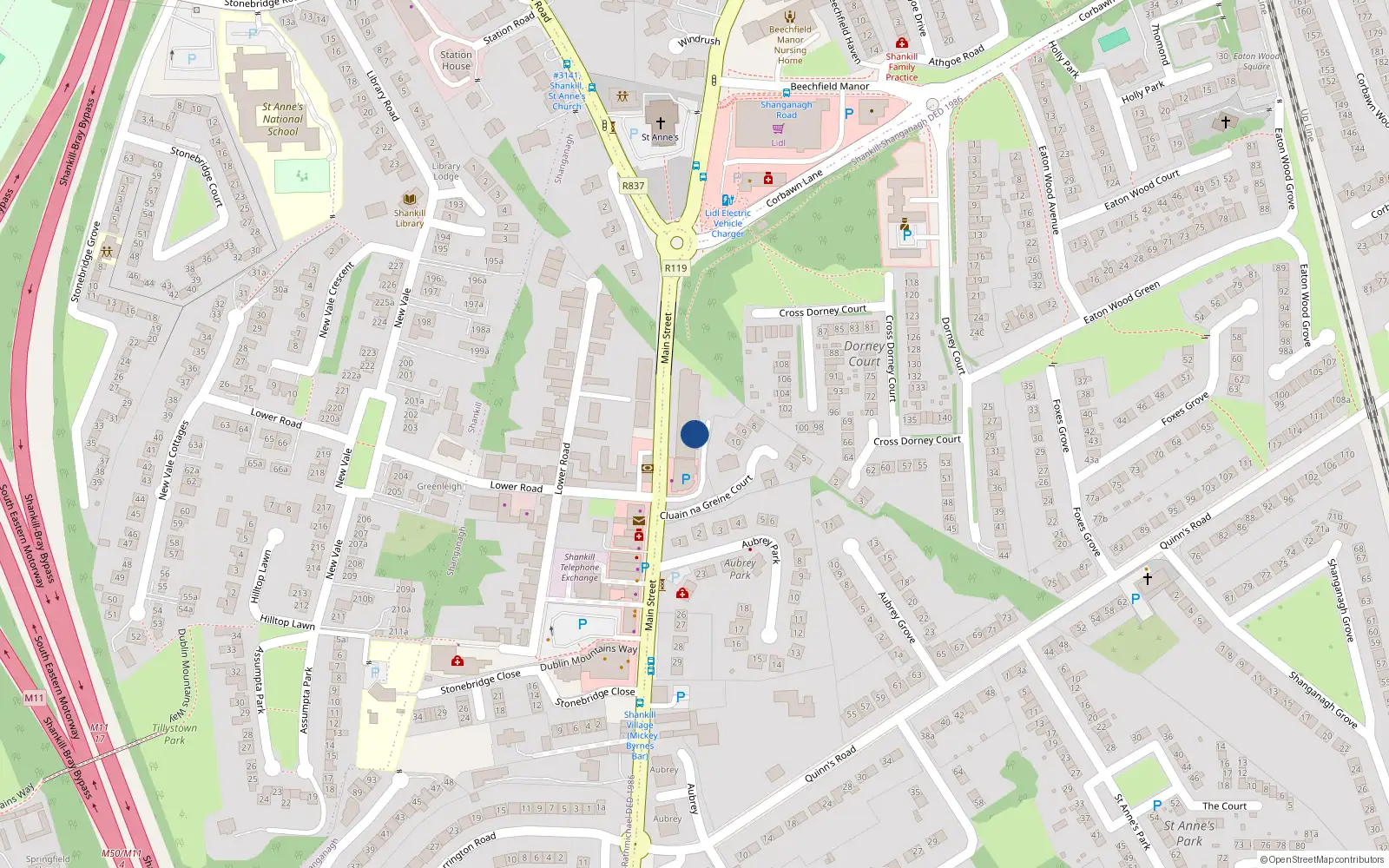 Overhead map showing the location of 47 the Bridge, Dublin Road, Shankill