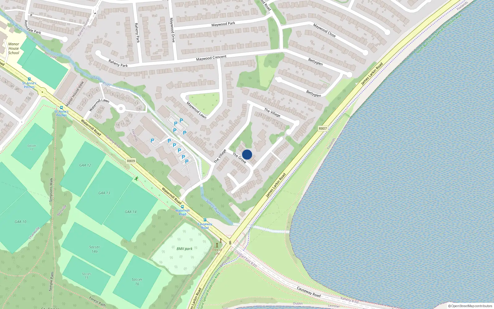 Overhead map showing the location of 47 The Grove, Dublin 5