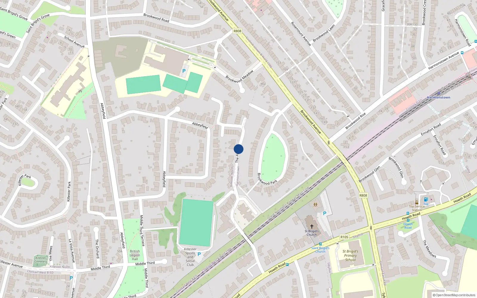 Overhead map showing the location of 47 The Pines, Dublin 5
