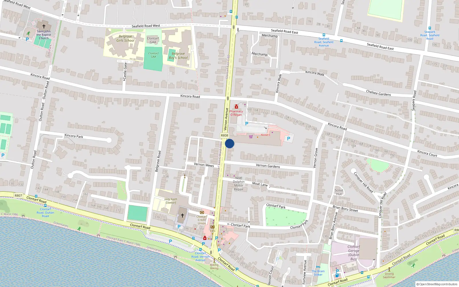 Overhead map showing the location of 47 Vernon Avenue, Dublin 3