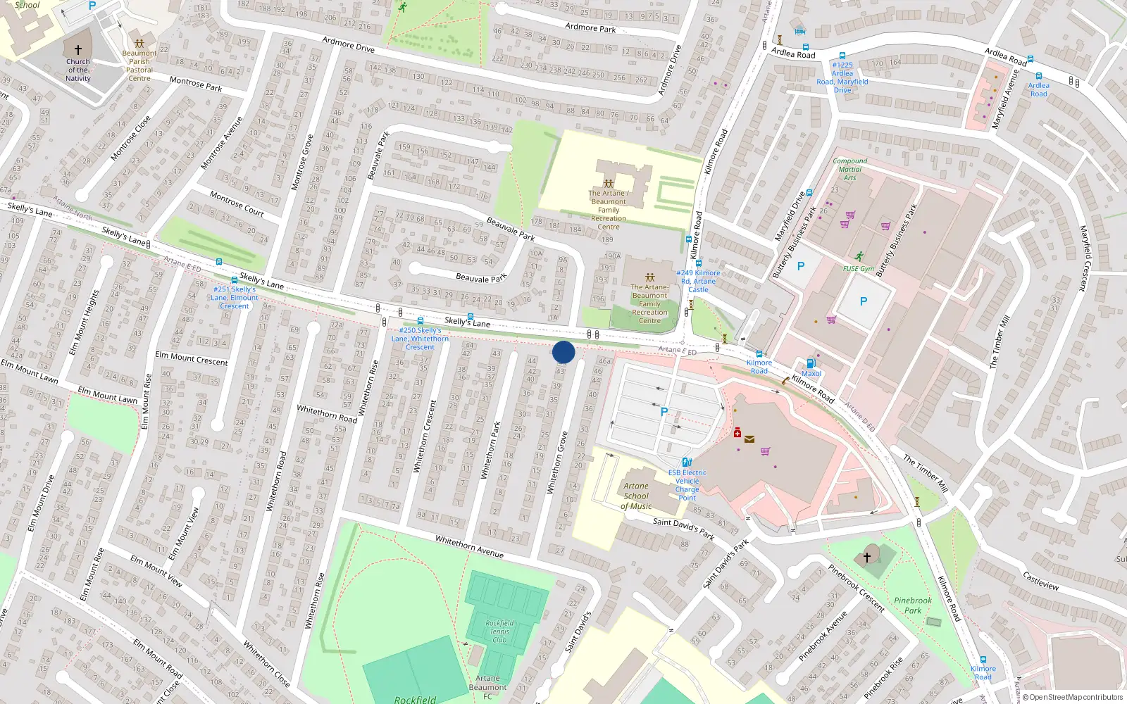 Overhead map showing the location of 47 Whitethorn Grove, Dublin 5