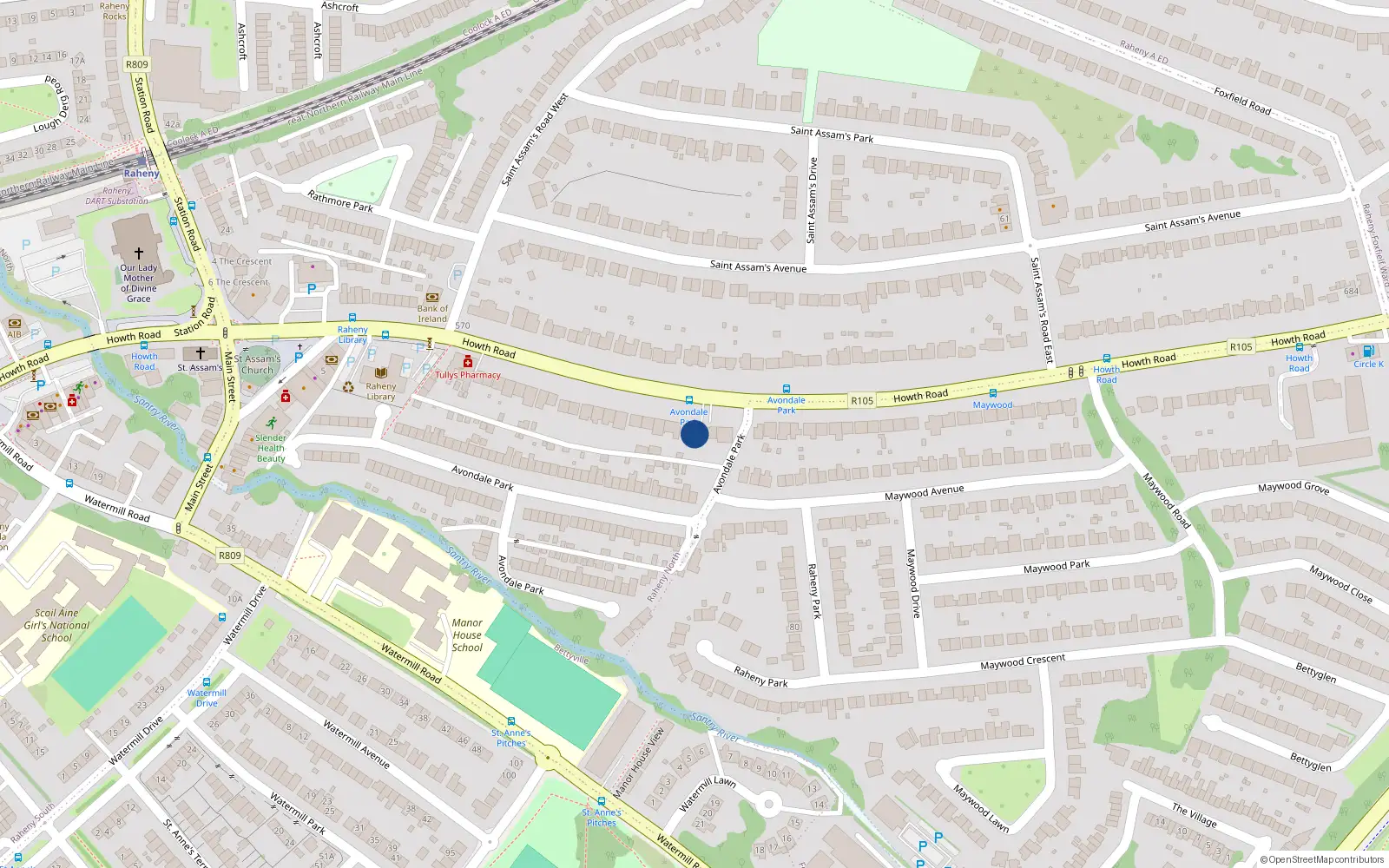 Overhead map showing the location of 479 Howth Road, Dublin 5