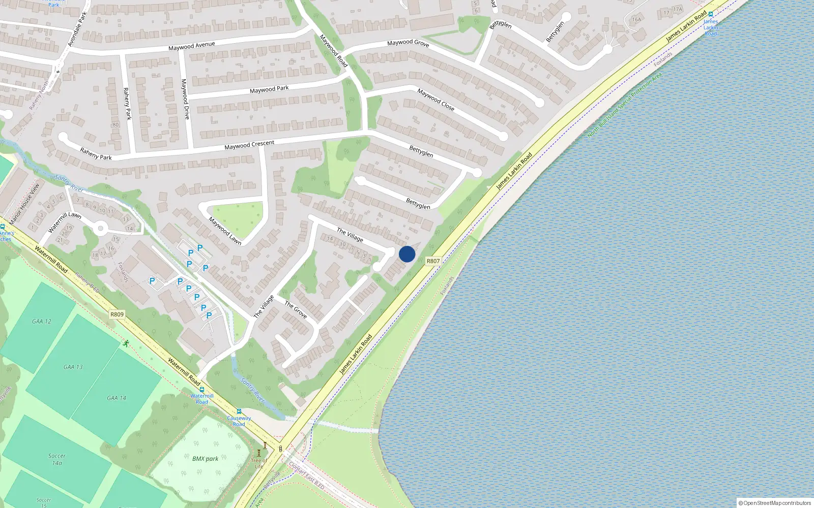 Overhead map showing the location of 47A The Village, Dublin 5