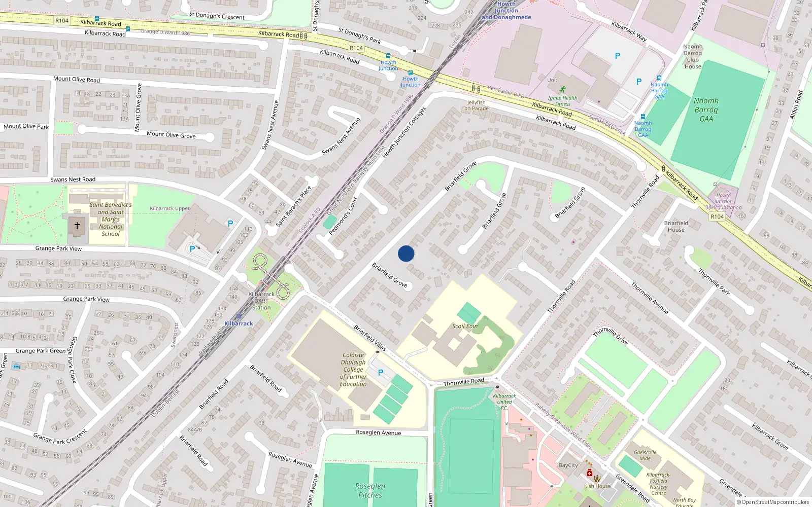 Overhead map showing the location of 48 Briarfield Grove, Kilbarrack, Dublin 5