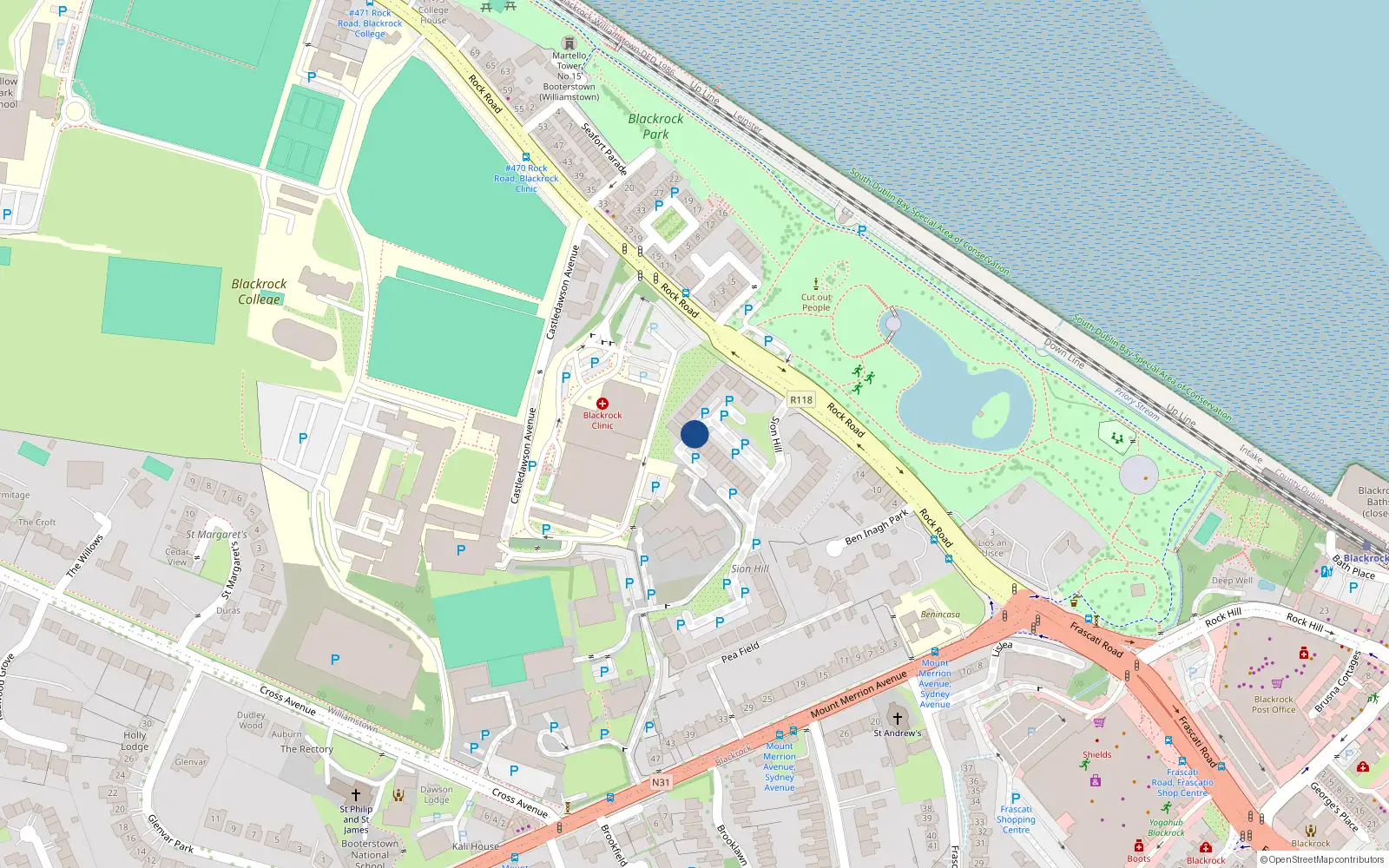 Overhead map showing the location of 48 Castledawson, Blackrock