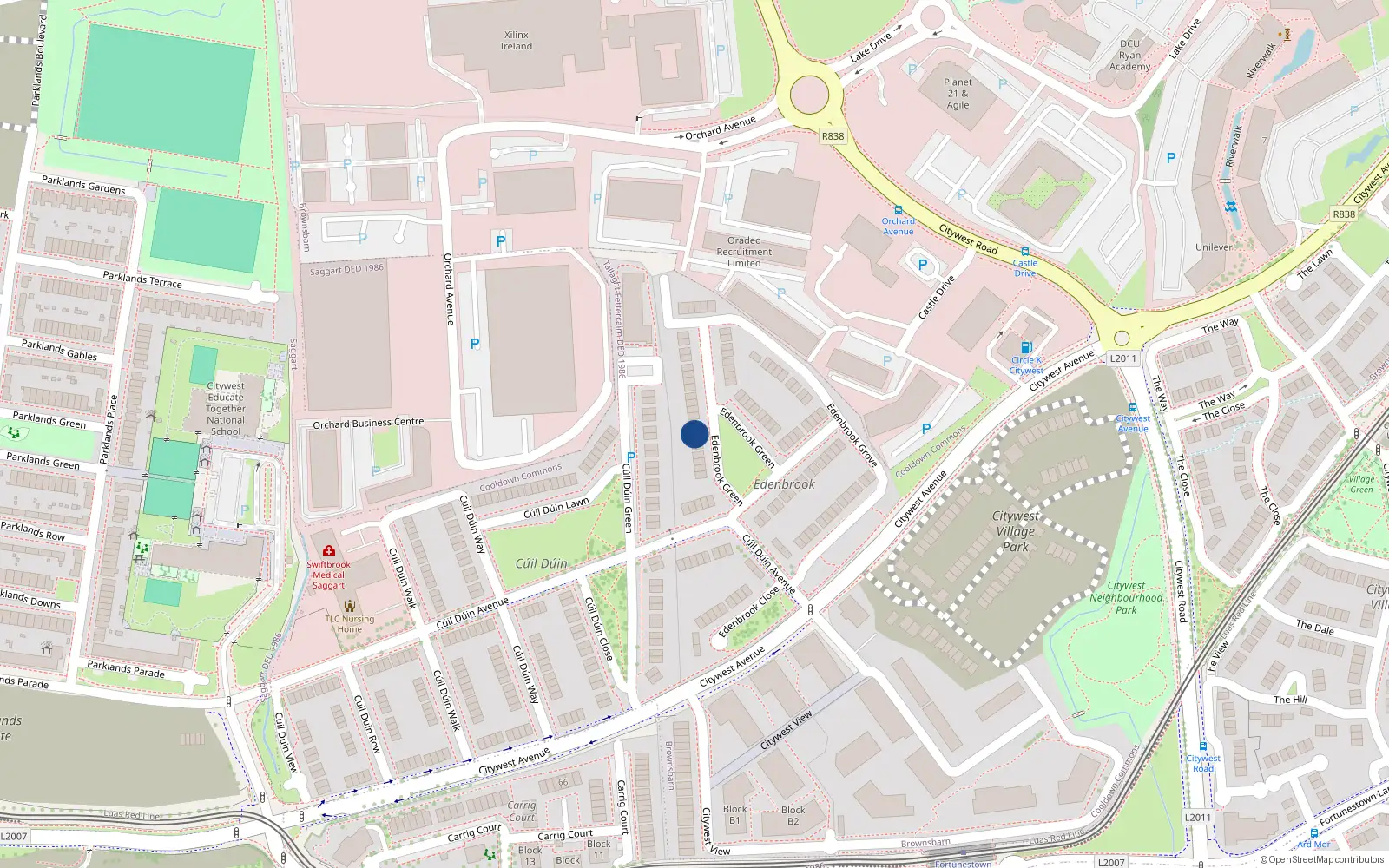 Overhead map showing the location of 48 Edenbrook Green, Citywest