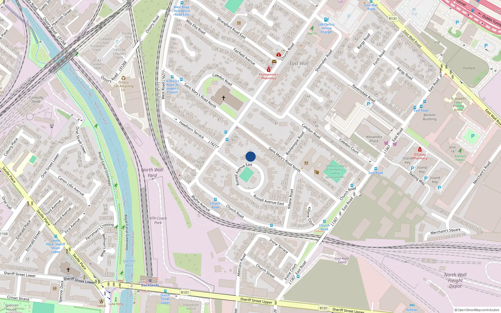 Overhead map showing the location of 48 Russell Avenue East, Dublin 3
