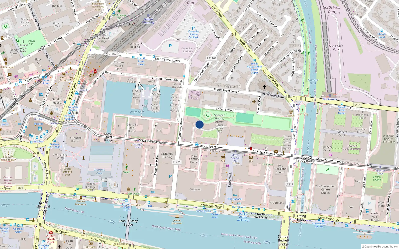 Overhead map showing the location of 48 Spencer House, Ifsc, Dublin 1