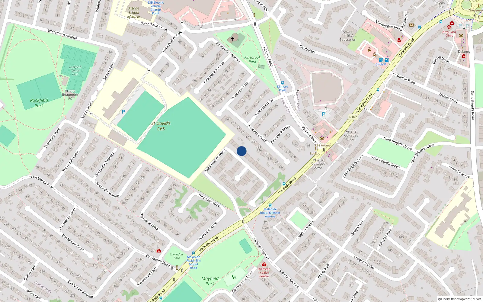 Overhead map showing the location of 48 St Davids Wood, Artane, Dublin 5