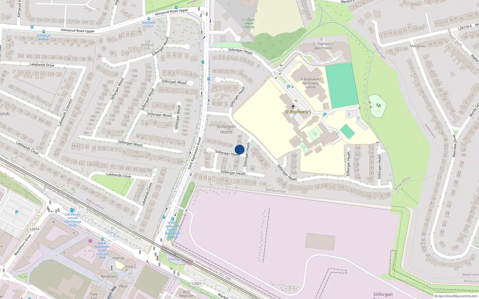 Overhead map showing the location of 48 Stillorgan Heath, Co Dublin