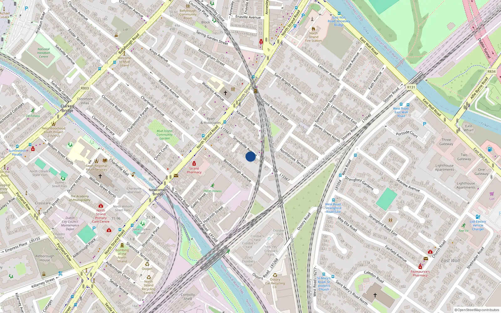 Overhead map showing the location of 48 Strandville Avenue, North Strand