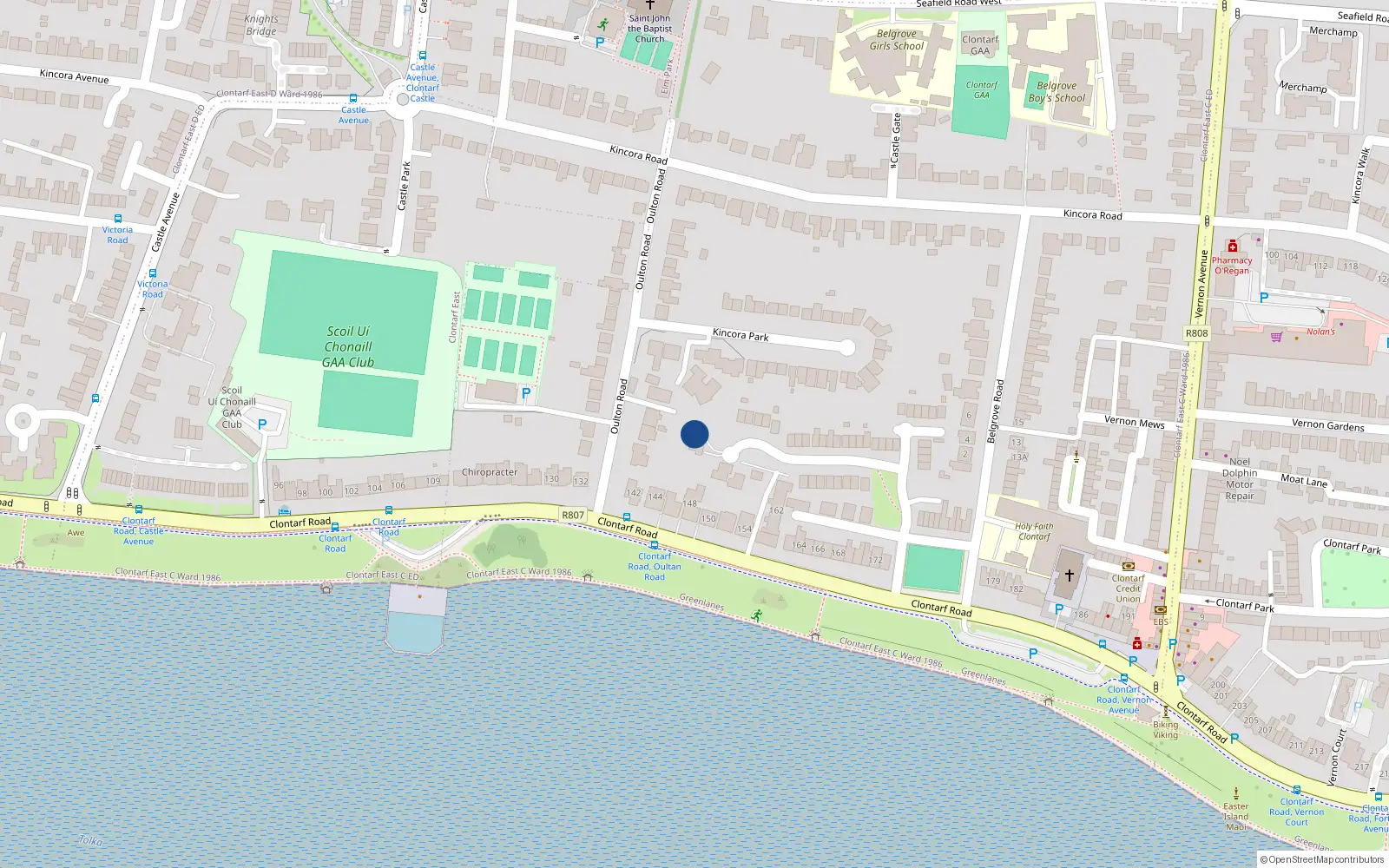 Overhead map showing the location of 48 Summerville, Dublin 3