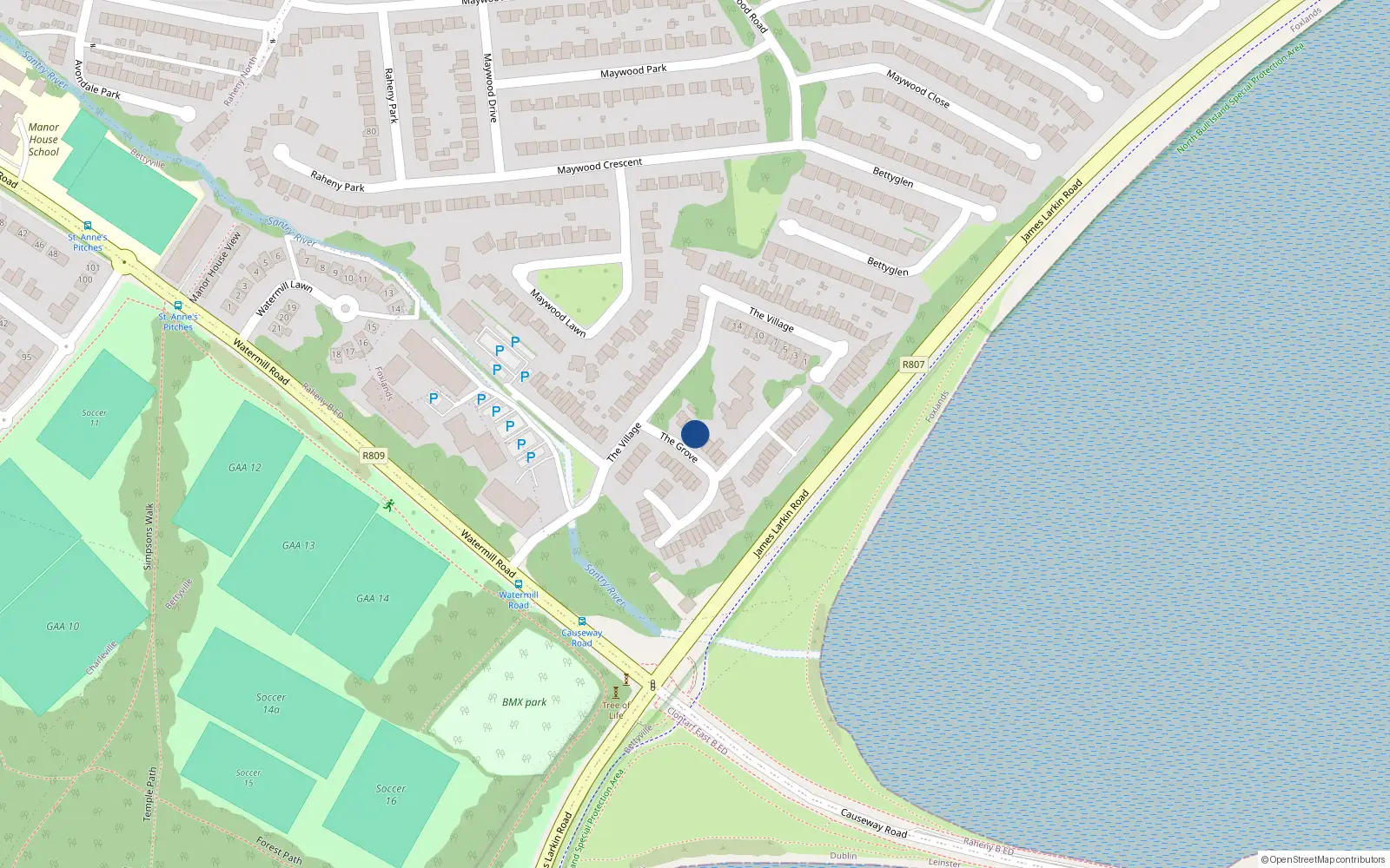 Overhead map showing the location of 48 the Grove, Bettyglen, Raheny Dublin 5