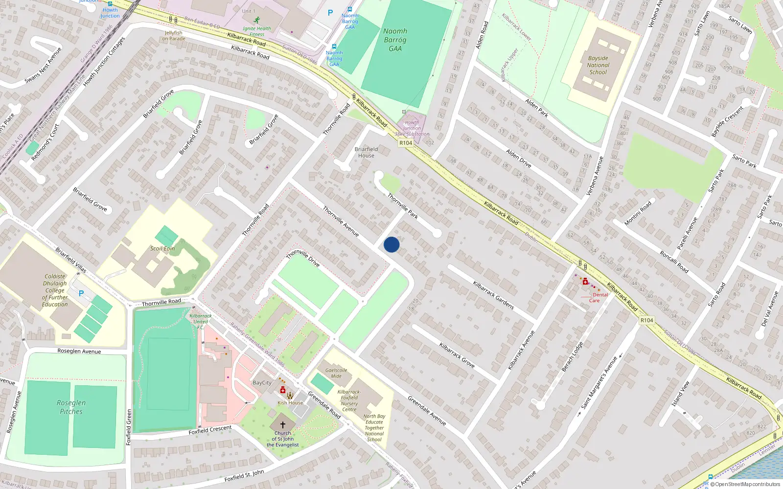 Overhead map showing the location of 48 Thornville Avenue, Dublin 5