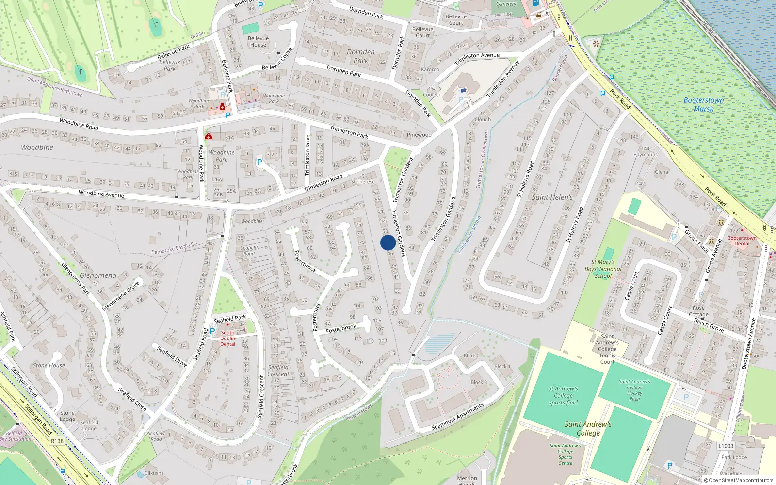 Overhead map showing the location of 48 Trimleston Gardens, Trimleston or Owenstown