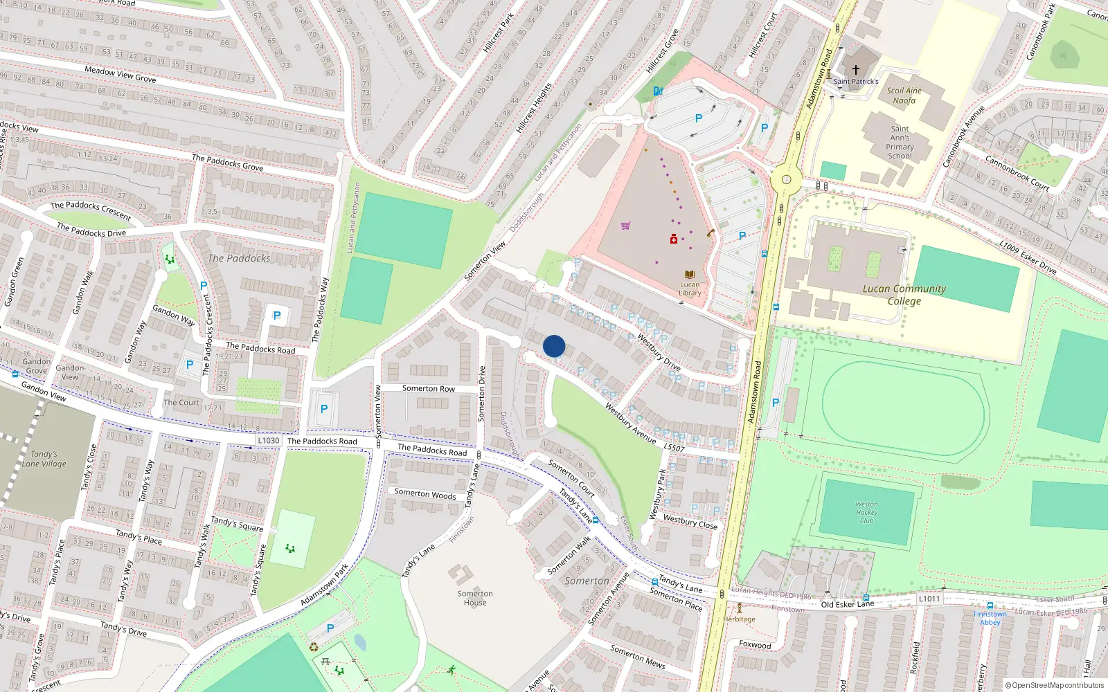 Overhead map showing the location of 48 Westbury Avenue, Lucan
