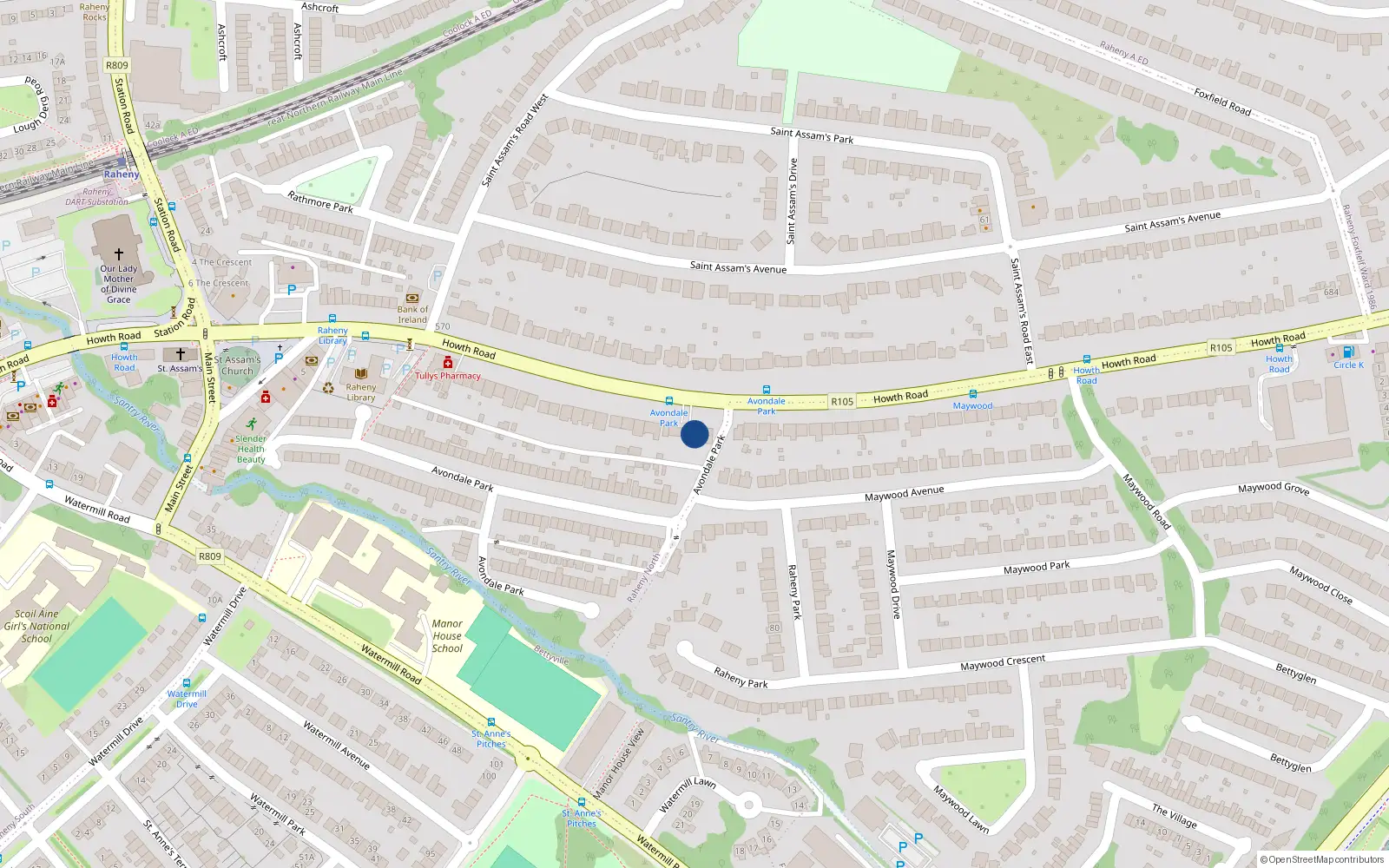 Overhead map showing the location of 483 Howth Road, Dublin 5