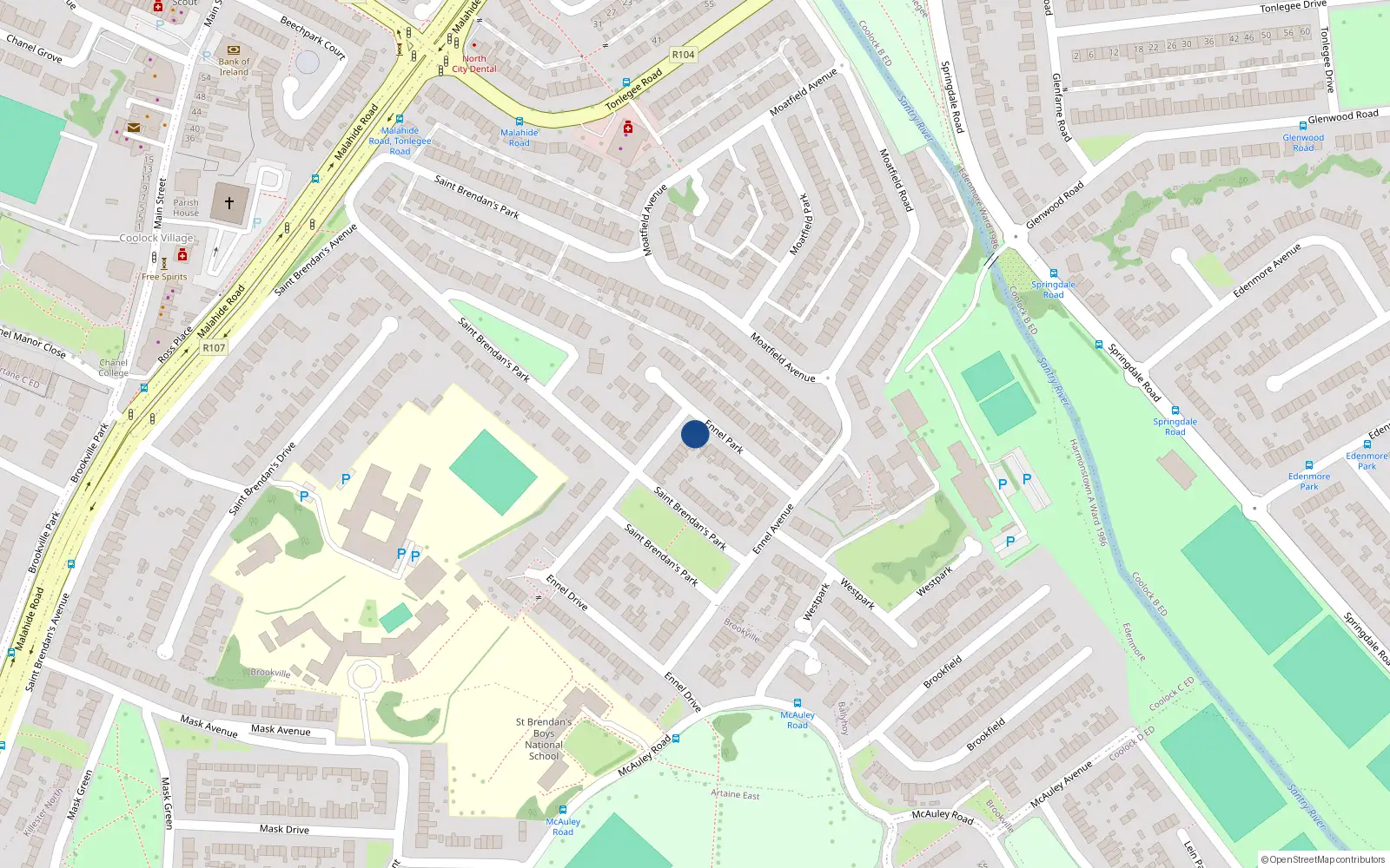 Overhead map showing the location of 48A Ennel Drive, Artane, Dublin 5