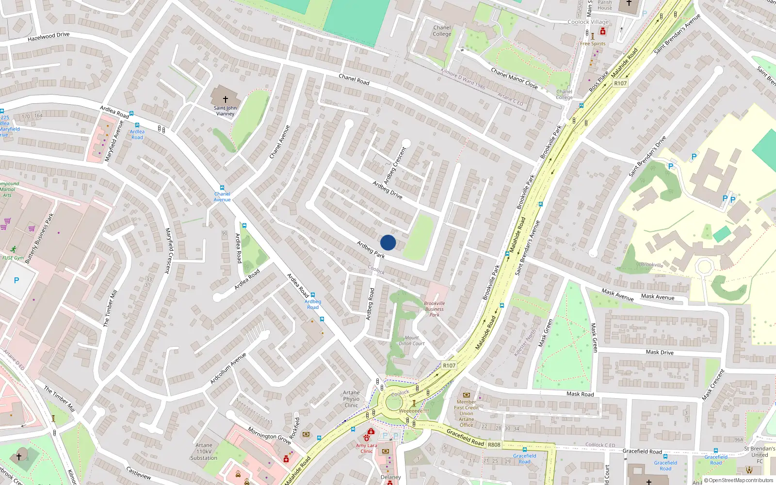 Overhead map showing the location of 49 Ardbeg Park, Dublin 5