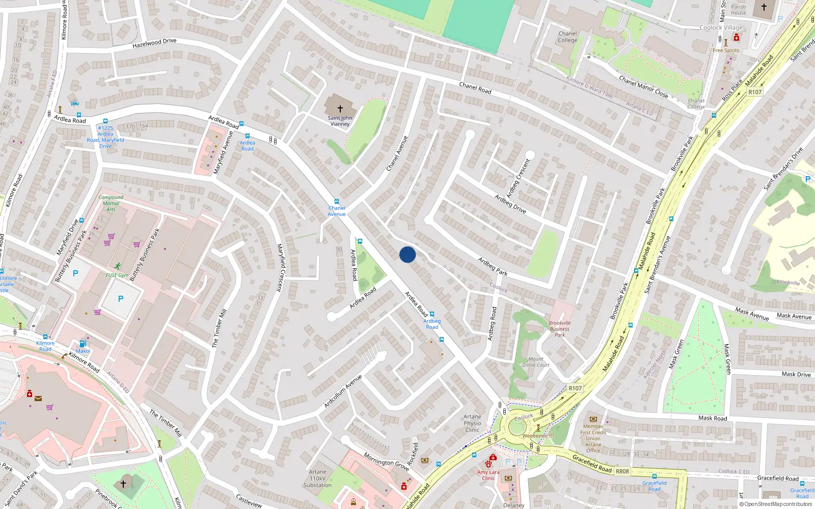 Overhead map showing the location of 49 Ardlea Road, Dublin 5