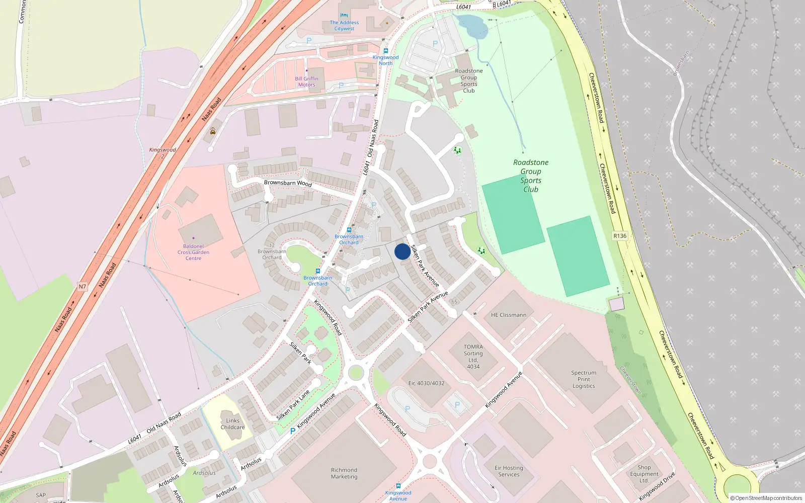 Overhead map showing the location of 49 Áscaill Páirc an Tsíoda, Old Naas Road, Kingswood