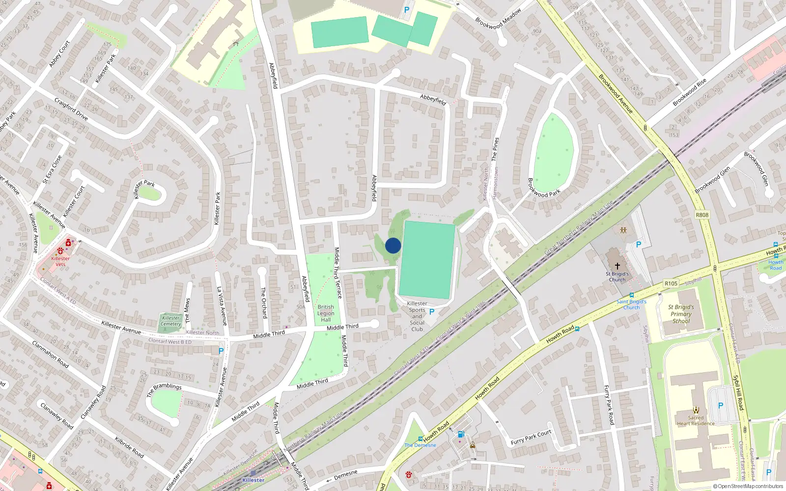 Overhead map showing the location of 49B Abbeyfield, Dublin 5