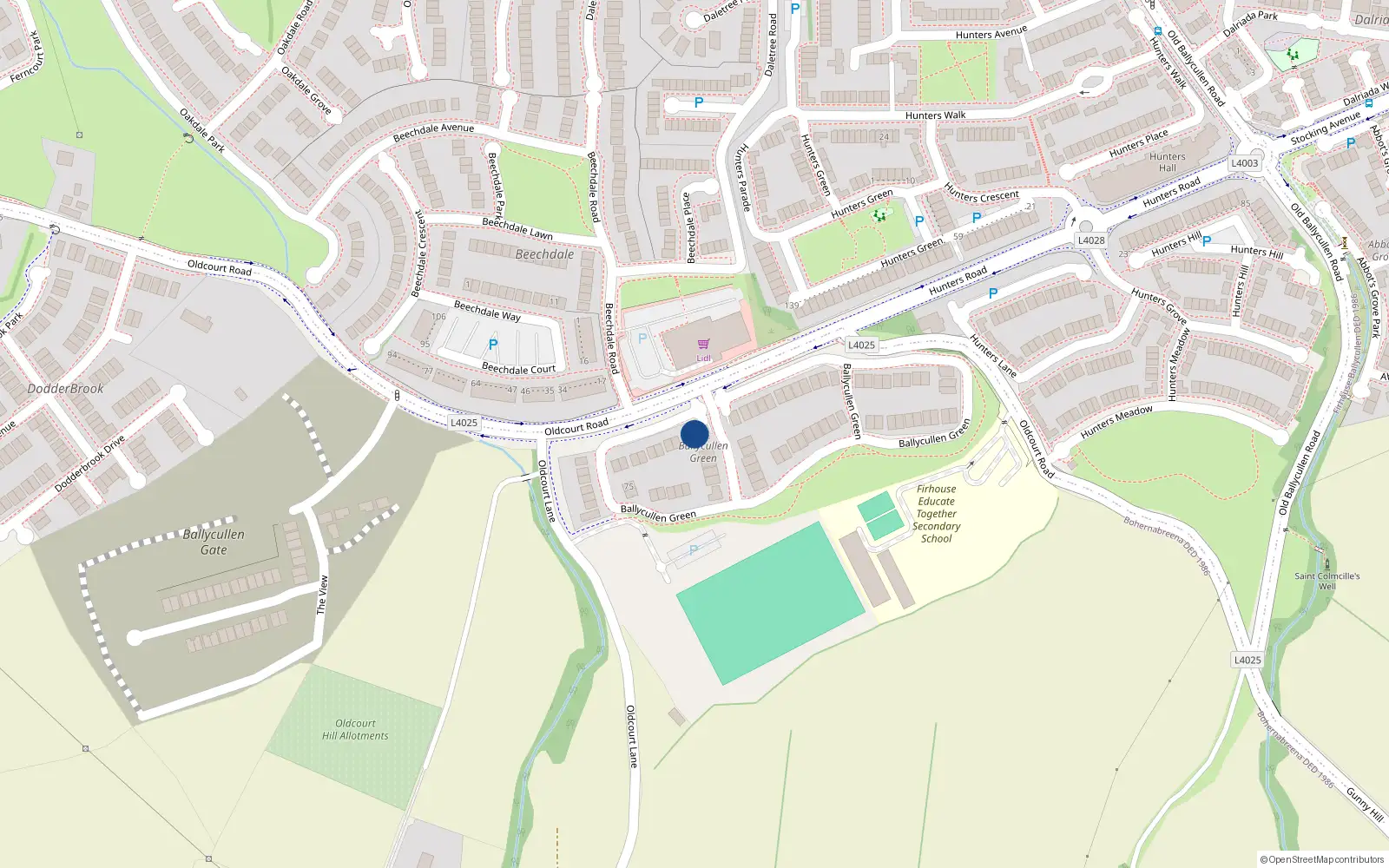 Overhead map showing the location of 49 Ballycullen Green, Dublin 24