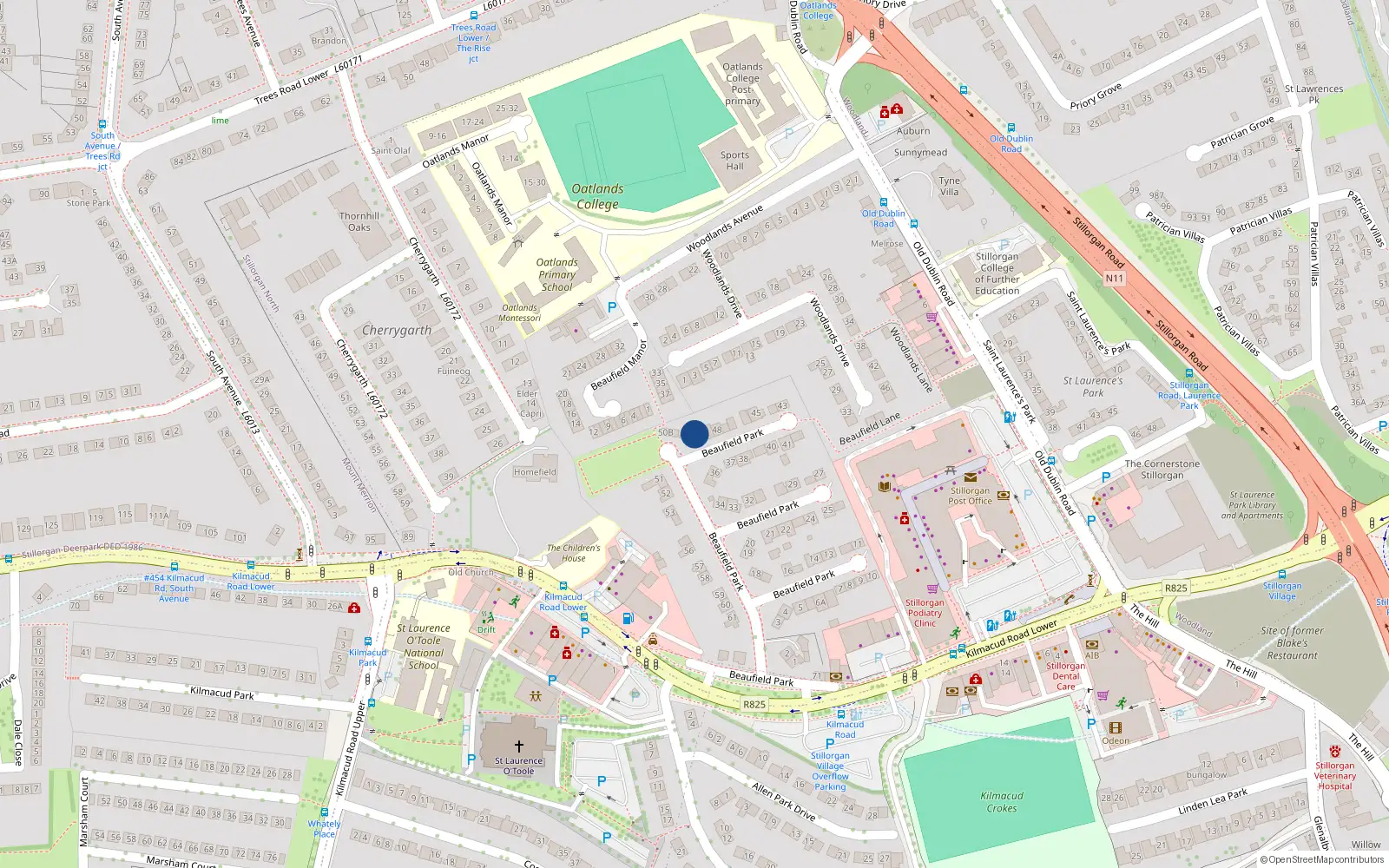 Overhead map showing the location of 49 Beaufield Park, Dublin