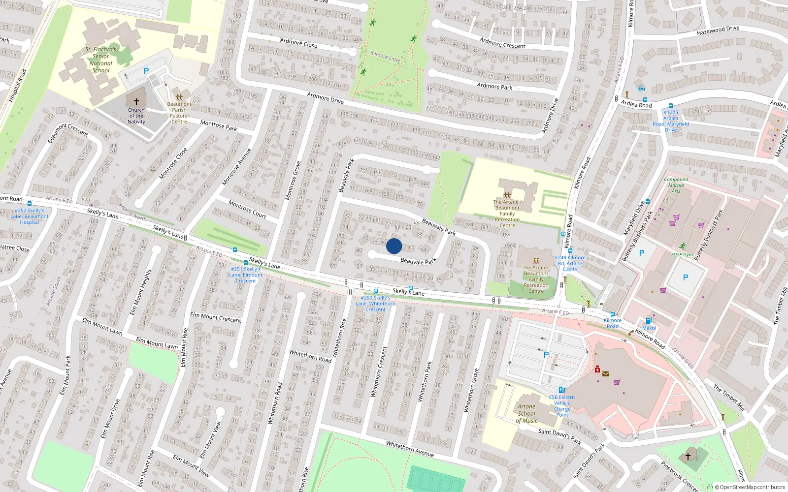 Overhead map showing the location of 49 Beauvale Park, Dublin 5