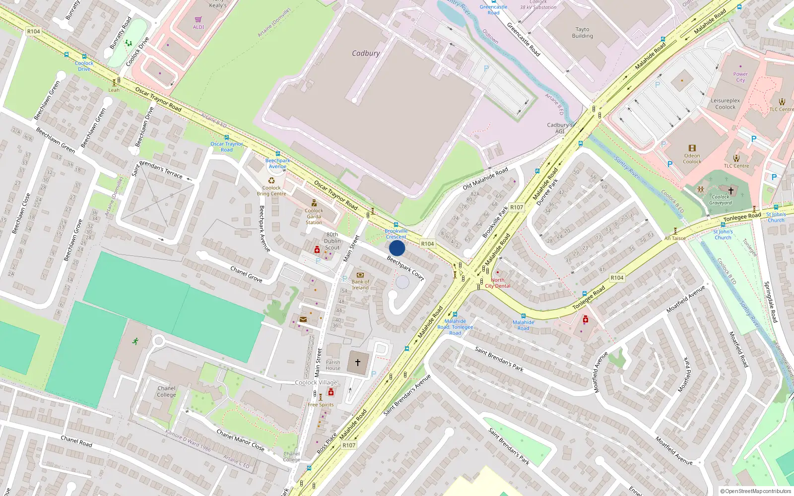 Overhead map showing the location of 49 Beechpark Court, Dublin 5