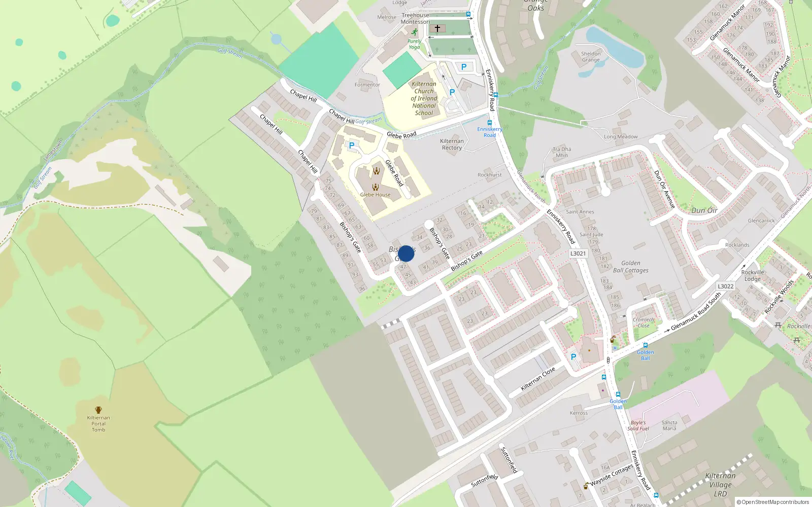 Overhead map showing the location of 49 Bishops Gate, Dublin 18