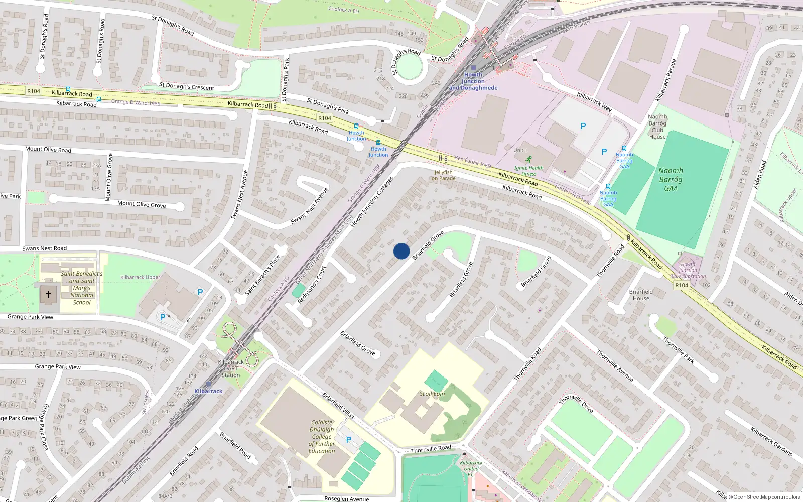 Overhead map showing the location of 49 Briarfield Grove, Kilbarrack, Dublin 5