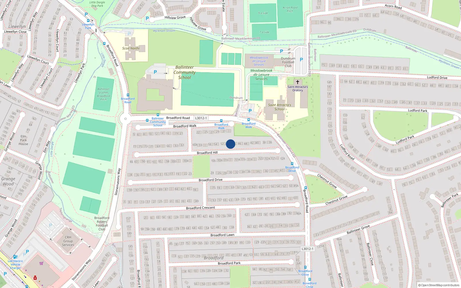 Overhead map showing the location of 49 Broadford Hill, Dublin 16
