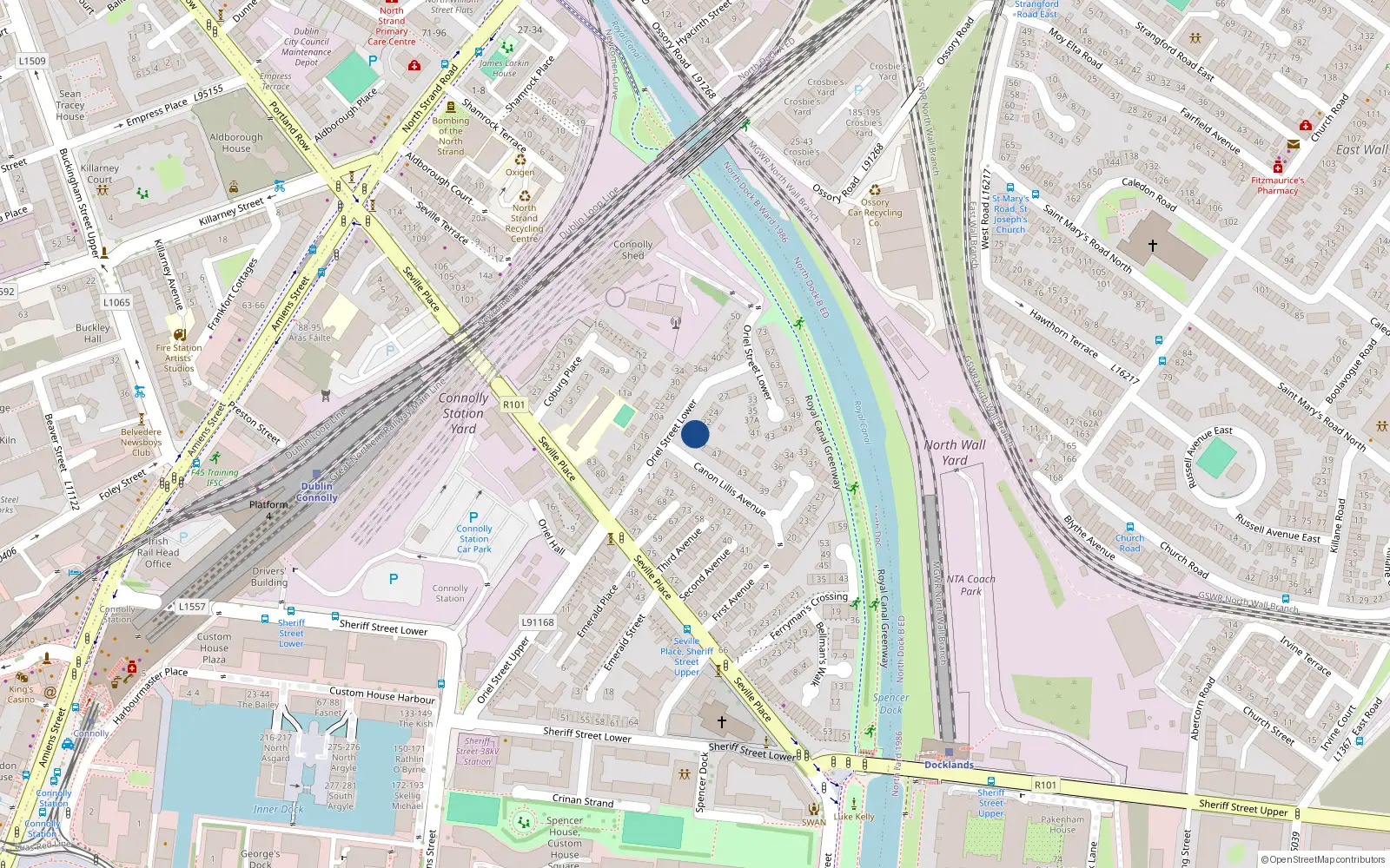 Overhead map showing the location of 49, 49 Canon Lillis Avenue, Dublin 1