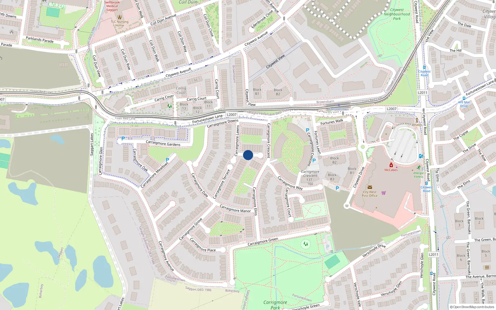 Overhead map showing the location of 49 Carrigmore Lawns, Saggart