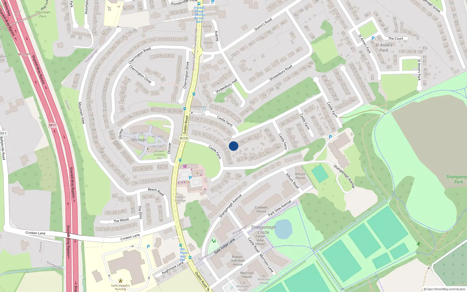 Overhead map showing the location of 49 Castle Farm, County Dublin