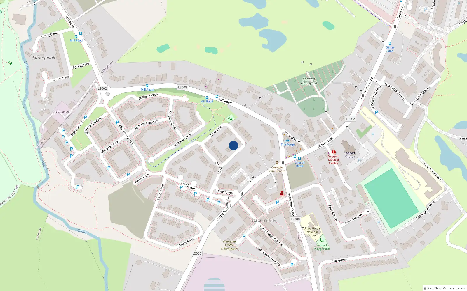 Overhead map showing the location of 49 Crosforge, Saggart