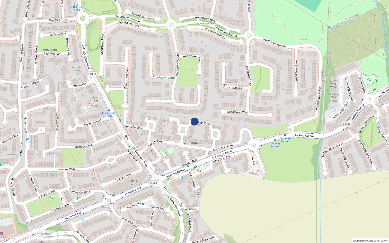 Overhead map showing the location of 49 Dalriada Close, Dublin