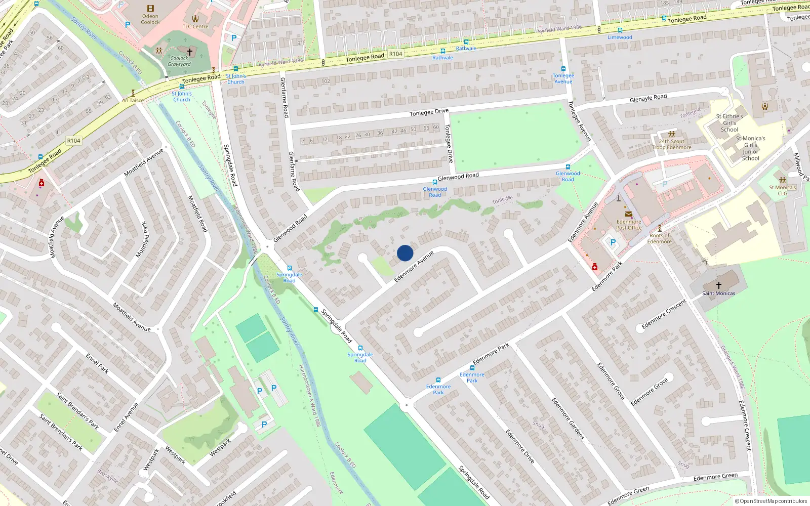 Overhead map showing the location of 49 Edenmore Avenue, Dublin 5