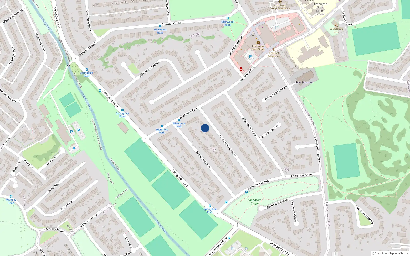 Overhead map showing the location of 49 Edenmore Gardens, Dublin 5