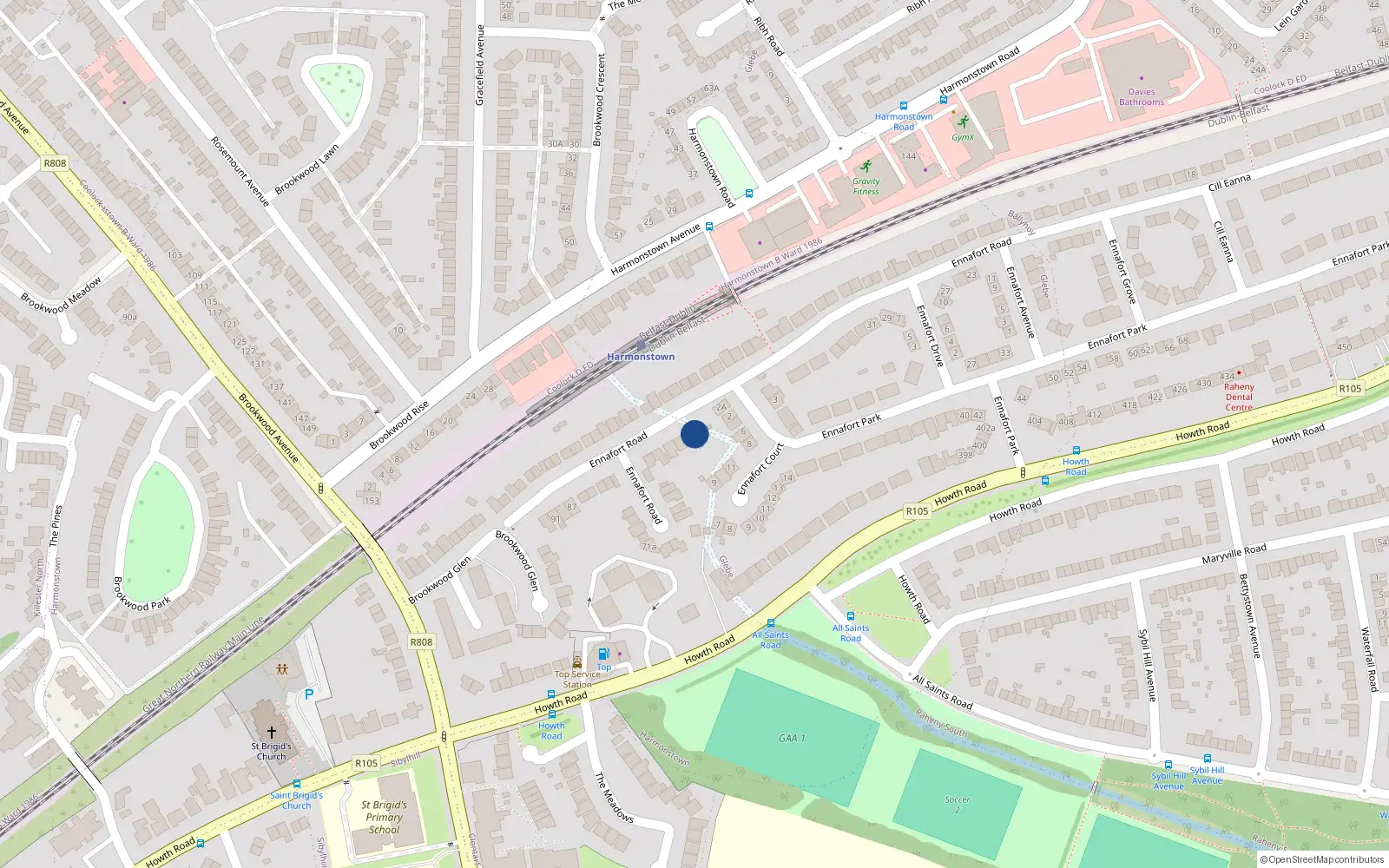 Overhead map showing the location of 49 Ennafort Road, Dublin 5